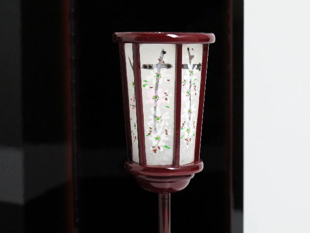 手描き桜絵火袋のワイン塗り雪洞