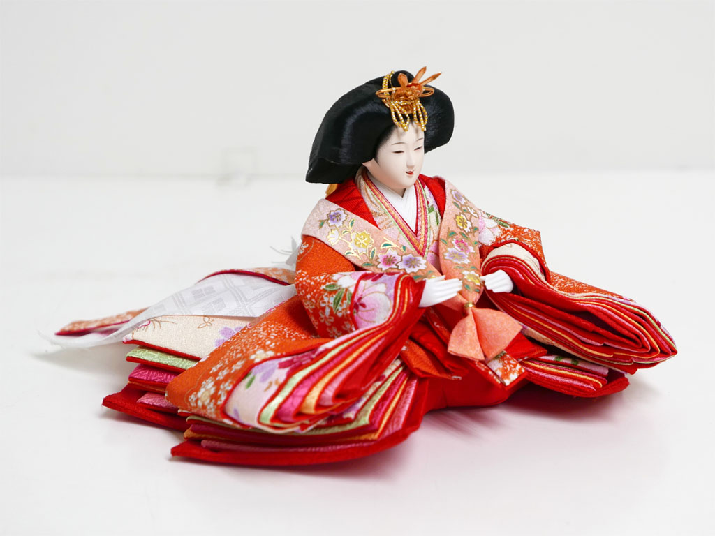 桜柄友禅衣装の雛人形